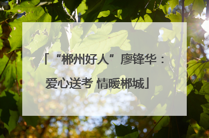 “郴州好人”廖锋华：爱心送考 情暖郴城
